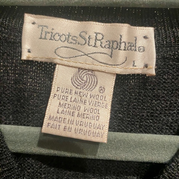 Vintage Tricots St Raphael 100% Merino Wool Knit Sweater / Size L Argyle - Picture 5 of 5